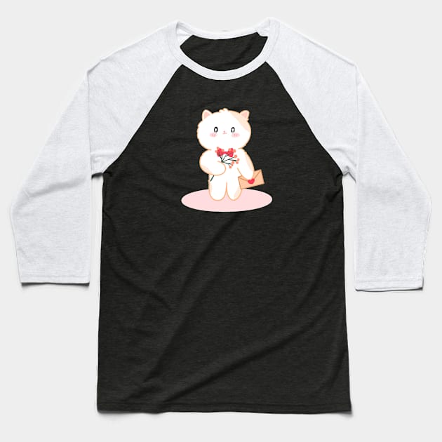 Valentine Cat in love Baseball T-Shirt by tinyfloofstar